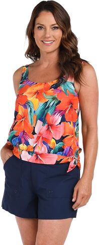 Maxine of Hollywood Women's Side Scoop Neck Dece Swimsuit أعلى ، Multi // Hibiscus Honey in Kuwait