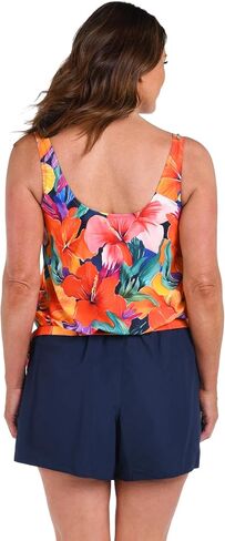 Maxine of Hollywood Women's Side Scoop Neck Dece Swimsuit أعلى ، Multi // Hibiscus Honey in Kuwait