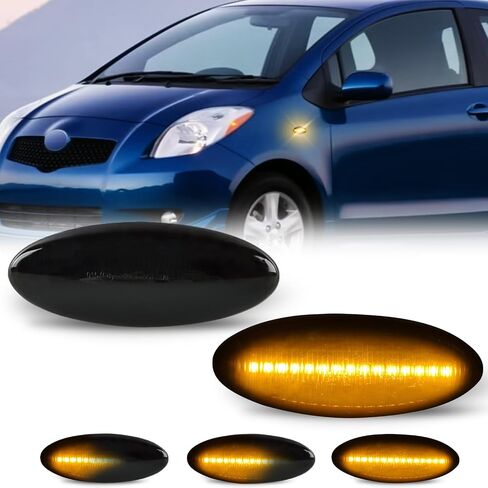 D-Lumina Sequential LED Side Marker Lights Turn Lave Lens Clear Lens toyo-Ta Yaris 2006-2011 ، Rav4 2006-2009 ، Corolla 2007-2010 ، Auris 2007-2010 ، Frend Fender Amber Side Light ، Pack of 2 in Kuwait