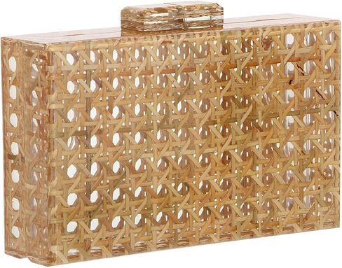GOKTOW Rattan Acrylic Bag Clutch Purse Evening Bag Woven Handbag Summer Beach Purse in Saudi Arabia