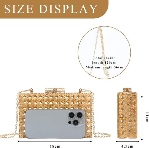 GOKTOW Rattan Acrylic Bag Clutch Purse Evening Bag Woven Handbag Summer Beach Purse in Saudi Arabia