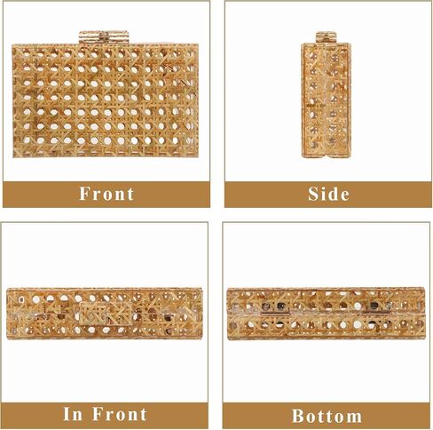 GOKTOW Rattan Acrylic Bag Clutch Purse Evening Bag Woven Handbag Summer Beach Purse in Saudi Arabia
