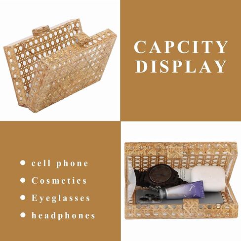 GOKTOW Rattan Acrylic Bag Clutch Purse Evening Bag Woven Handbag Summer Beach Purse in Saudi Arabia