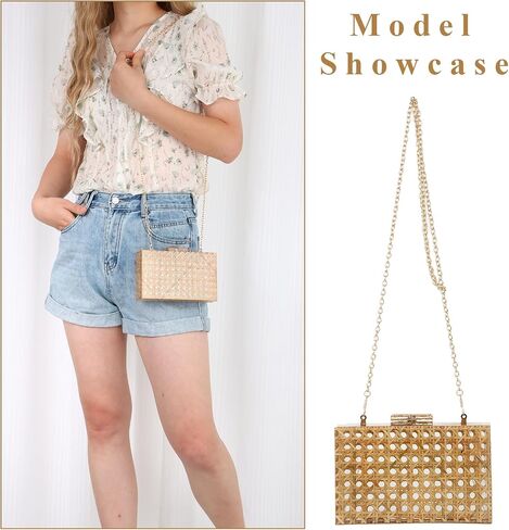 GOKTOW Rattan Acrylic Bag Clutch Purse Evening Bag Woven Handbag Summer Beach Purse in Saudi Arabia