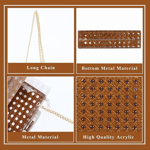 GOKTOW Rattan Acrylic Bag Clutch Purse Evening Bag Woven Handbag Summer Beach Purse in Saudi Arabia