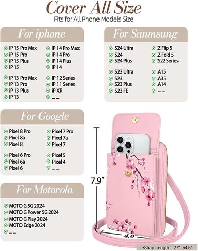 Cute Crossbody Purse Cell Phone Bags for Women - Leather Cellphone Wallet Purse with Adjustable Shoulder Rope in Kuwait