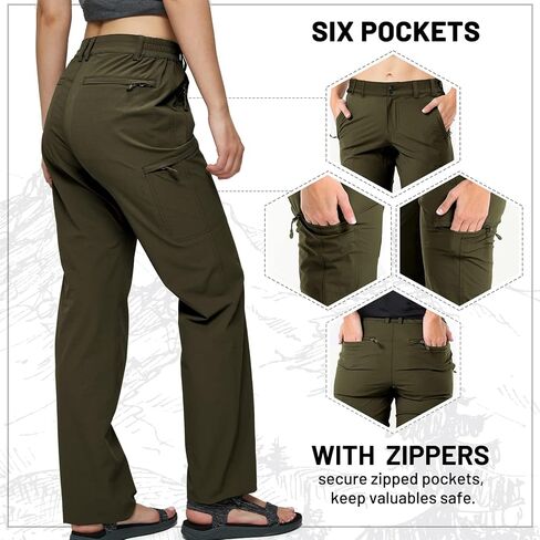 MIER Women's Quick Dry Cargo Pants Lightweight Tactical Hiking Pants with 6 Pockets, Stretchy and Water-Resistant in Saudi Arabia