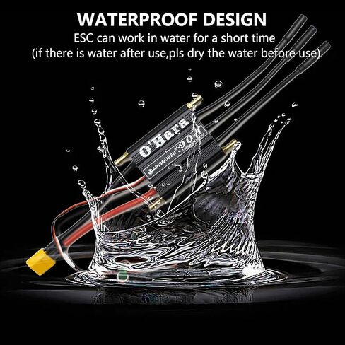 O'Hara 120A 2-6S LiPo ESC Waterproof Brushless Electronic Speed Controller with BEC and XT90 6.0mm Banana Head Connector for RC Boats Model Ship in Kuwait