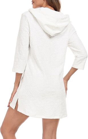 HDE Women's Terry Cloth Beach Cover Up Tunic Dress Swimsuit Coverup with Hood in Saudi Arabia