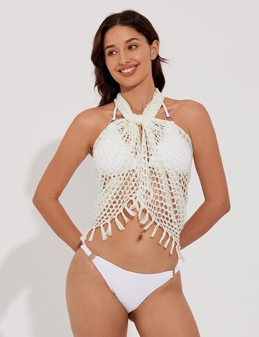 Women's Sarong Skirt Crochet Cover Up Skirt Short Bathing Suit Wrap Skirt with Tassels in Kuwait