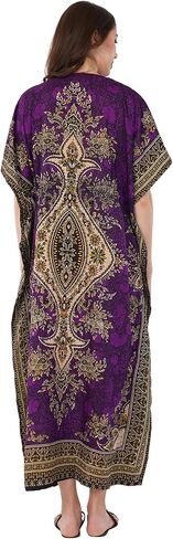 Divine threads -- Women's Kaftan Floral Print/Beach Cover Up/Plus Size V-Neck Loose Kimono Maxi Dress in Saudi Arabia