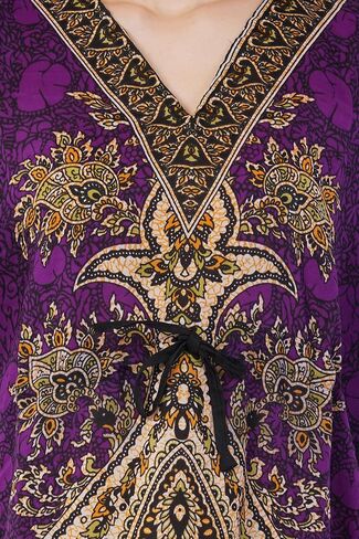 Divine threads -- Women's Kaftan Floral Print/Beach Cover Up/Plus Size V-Neck Loose Kimono Maxi Dress in Saudi Arabia