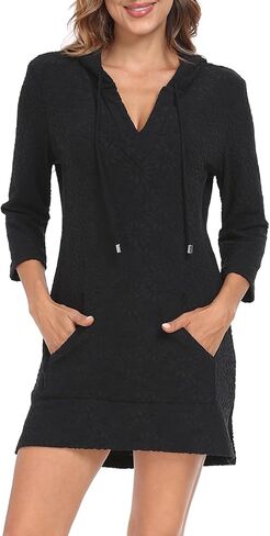 HDE Women's Terry Cloth Beach Cover Up Tunic Dress Swimsuit Coverup with Hood in Kuwait