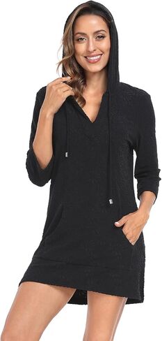 HDE Women's Terry Cloth Beach Cover Up Tunic Dress Swimsuit Coverup with Hood in Kuwait