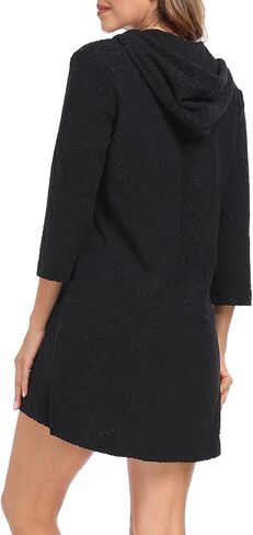 HDE Women's Terry Cloth Beach Cover Up Tunic Dress Swimsuit Coverup with Hood in Kuwait