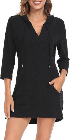 HDE Women's Terry Cloth Beach Cover Up Tunic Dress Swimsuit Coverup with Hood in Kuwait