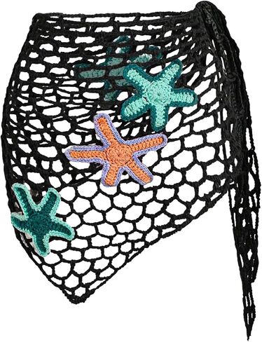 Verdusa Women's Starfish Hollow Out Crochet Beach Cover Up Skirt Asymmetrical Sheer Wrap Skirt in Saudi Arabia