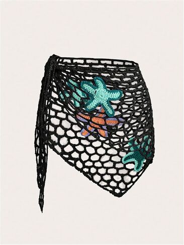Verdusa Women's Starfish Hollow Out Crochet Beach Cover Up Skirt Asymmetrical Sheer Wrap Skirt in Saudi Arabia