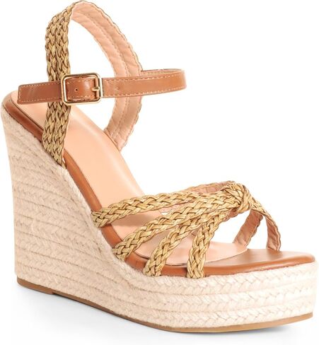 Wedge Sandals for Women with Woven Raffia Upper, High Heel Espadrille Platform Sandals with Braided Knot Ankle Strap Sandals in Saudi Arabia
