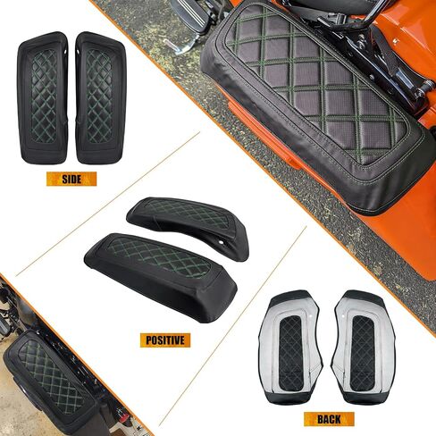Saddlebag Lid Covers Hard Saddle Bags Lid Bra Covers Fit For Harley Touring Street Glide Road Glide Road King Electra Glide Tri Glide 2014-2024 (Green Stitching) in Saudi Arabia
