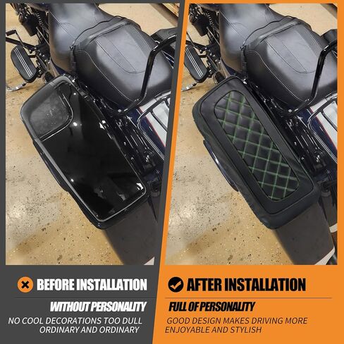 Saddlebag Lid Covers Hard Saddle Bags Lid Bra Covers Fit For Harley Touring Street Glide Road Glide Road King Electra Glide Tri Glide 2014-2024 (Green Stitching) in Saudi Arabia