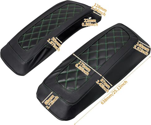 Saddlebag Lid Covers Hard Saddle Bags Lid Bra Covers Fit For Harley Touring Street Glide Road Glide Road King Electra Glide Tri Glide 2014-2024 (Green Stitching) in Saudi Arabia