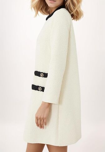 Kedera Womens Long Sleeve Tweed Dress Elegant Crew Neck A-line Party Vintage Mini Skirt Causal Dresses in Saudi Arabia