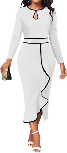HugeNice Women's Business Work Pencil Dress Semi Formal Wedding Guest Cocktail Party Dresses in Saudi Arabia