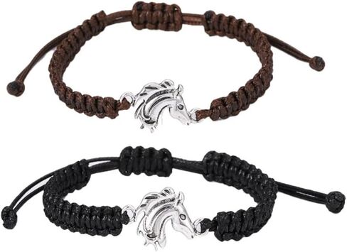 WCRAZYE 2 Pcs Horse Bracelet Adjustable Charm Hose Weave Bracelets for Horse Lovers in Saudi Arabia