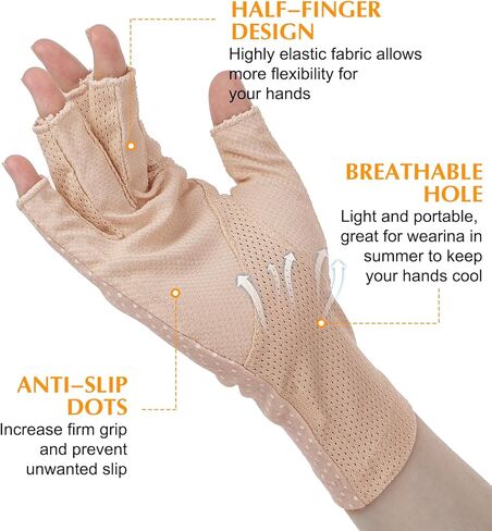 Fingerless Sun Protection Gloves, Sun Gloves UV Protection Glove for Women Girls Driving Cycling Summer in Saudi Arabia