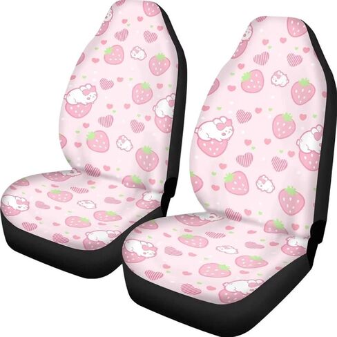 Universal Car Seat Covers Pink Strawberry Heart Print Comfortable Elastic Automotive Seat Covers Fit Most Cars Truck SUV in Kuwait