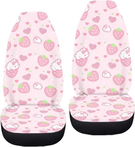 Universal Car Seat Covers Pink Strawberry Heart Print Comfortable Elastic Automotive Seat Covers Fit Most Cars Truck SUV in Kuwait