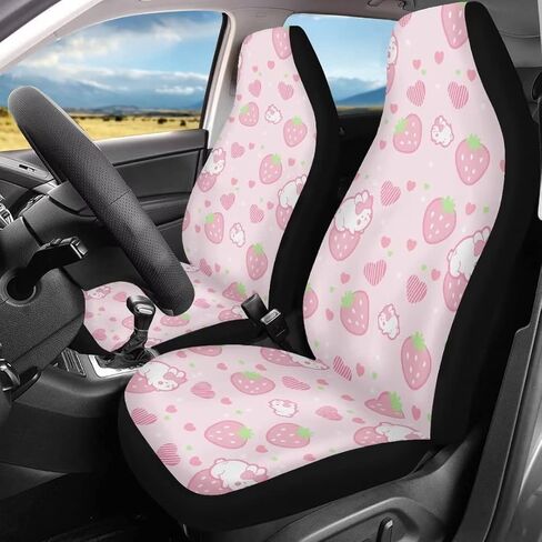 Universal Car Seat Covers Pink Strawberry Heart Print Comfortable Elastic Automotive Seat Covers Fit Most Cars Truck SUV in Kuwait