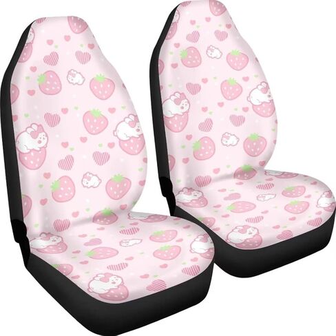 Universal Car Seat Covers Pink Strawberry Heart Print Comfortable Elastic Automotive Seat Covers Fit Most Cars Truck SUV in Kuwait