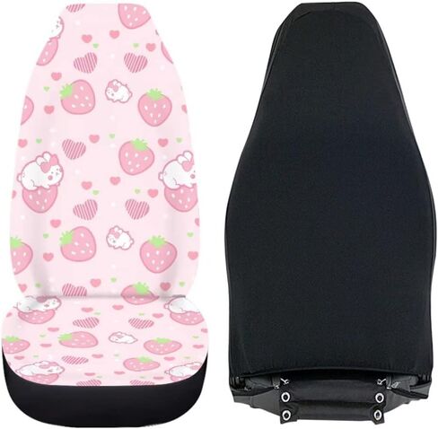 Universal Car Seat Covers Pink Strawberry Heart Print Comfortable Elastic Automotive Seat Covers Fit Most Cars Truck SUV in Kuwait