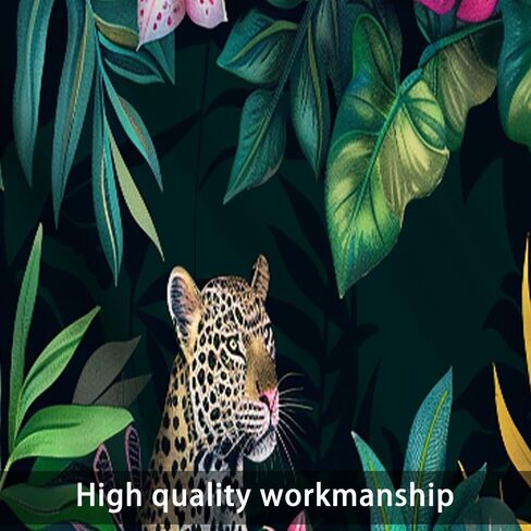 1 Panel Tropical Leopard Floral Kitchen Valance Curtains for Windows, Botanical Plant Animal Window Treatment Rod Pocket Drapes Valances for Bathroom, 54" X 18" in Kuwait