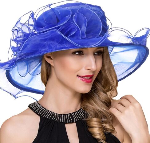 Ruphedy Women Derby Church Dress Fascinator Wide Brim Tea Party Wedding Hats S042b in Kuwait