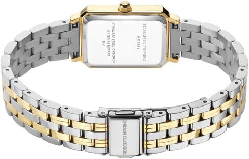 RM1982 Women’s Luxury Watch Rectangular Gold – Japanese Quartz Movement, Vintage Stainless Steel Design, Silver Dial, Elegant Dress Timepiece, 3ATM Water Resistant – Reloj para Mujer in Kuwait