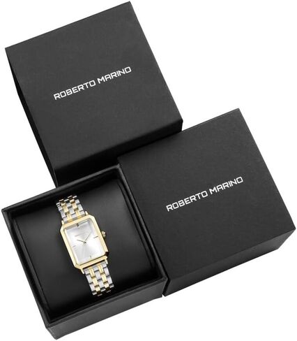RM1982 Women’s Luxury Watch Rectangular Gold – Japanese Quartz Movement, Vintage Stainless Steel Design, Silver Dial, Elegant Dress Timepiece, 3ATM Water Resistant – Reloj para Mujer in Kuwait