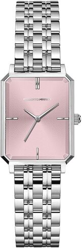 RM1982 Women’s Luxury Watch Gold -Stengular - حركة الكوارتز اليابانية ، تصميم الفولاذ المقاوم للصدأ عتيقة ، قرص فضية ، ساعة ثياب أنيقة ، 3atm مقاومة للماء - RELOJ PARA MUJER in Kuwait