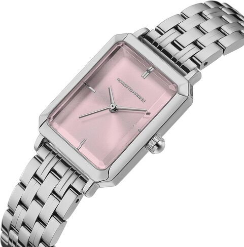 RM1982 Women’s Luxury Watch Gold -Stengular - حركة الكوارتز اليابانية ، تصميم الفولاذ المقاوم للصدأ عتيقة ، قرص فضية ، ساعة ثياب أنيقة ، 3atm مقاومة للماء - RELOJ PARA MUJER in Kuwait