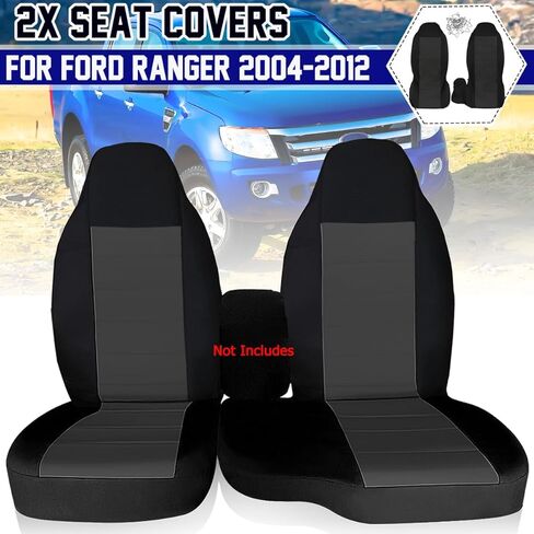 Car Seat Cover Fit for Ford Ranger 2004-2012 60/40 Highback, 2 PCS Front Car Seat Covers for 2004 Ford Ranger Seat Covers,Breathable Cotton Replacement Seat Covers,Deep Grey in Kuwait