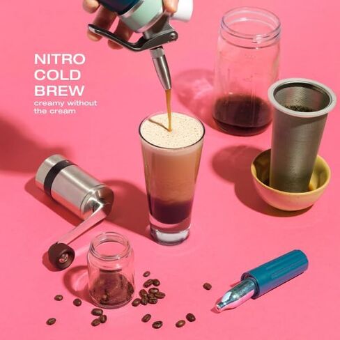 NITRO KAFO 0.5L Nitro Coffee Maker, Aluminum Nitro Cold Brew Coffee Maker with Special Nitro Diffuser Nozzle & Cold Brew Maker with Cold Brew Mason Jar, Includes (10) 2g N2 Cartridges in Saudi Arabia