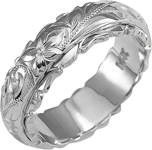 Dainty Engraved Plumeria Flower Ring, 14K Gold Plated Hawaiian Princess Plumeria Flower Scroll Promise Ring Stackable Wedding Engagement Band Jewelry for Women or Men in Saudi Arabia