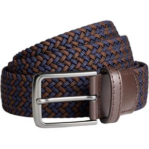 Elastic Braided Belt for Men, 1.38" Wide Men Belt with Genuine Leather, Stretch Belt for Golf, Casual and Pants