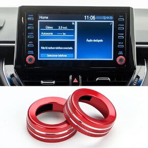 Auovo Radio Knob Cover Compatible with Toyota Corolla Hatchback Accessories 2025 2024 2023 Corolla/Sedan/Hybrid/Corolla Cross/GR Corolla Volume Audio Control Knob Trim Rings 1 Piece (Red)