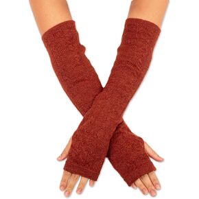 NOVICA Artisan Handmade 100% Baby Alpaca Wool Accessories Gloves Solid Fingerless Mitts Knit from Peru