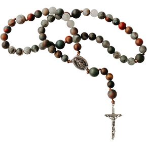 Blessed is She Rosary Necklace for Men and Women - Holy Rosary Necklace for Women, Matte Beads Catholic, Stone Beads with Crucifix Catholic Rosaries for Men, Gifts for Catholics