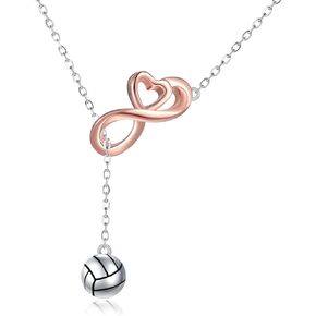 925 Sterling Silver Volleyball Necklace for Women Inspirational Volleyball Sports Infinity Lariat Y Necklace for Daughter Volleyball Jewelry Gift for Volleyball Sports Lovers