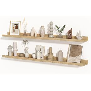 Floating Shelves For Wall, Picture Ledge Shelf 24 Inch Solid Wood Set of 2, Rustic Wall Shelves with Lip, Kids Bookshelf, Photo & Picture Live Edge Floating Shelves for Bedroom, Living Room, Kitchen in Kuwait